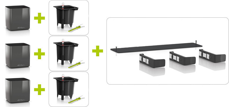 Комплектация кашпо Lechuza Green Wall Home Kit Glossy
